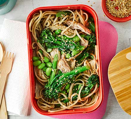 Sesame, edamame & chicken noodle salad