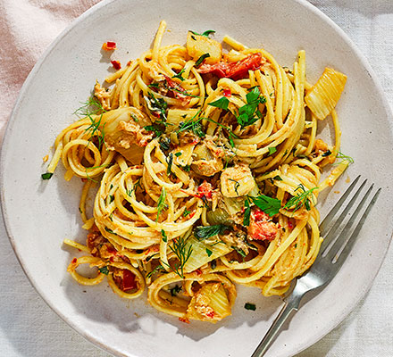 Fennel & seafood linguine