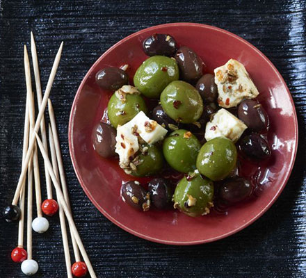 Baked olives with feta