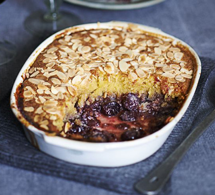 Cherry Bakewell sponge pudding