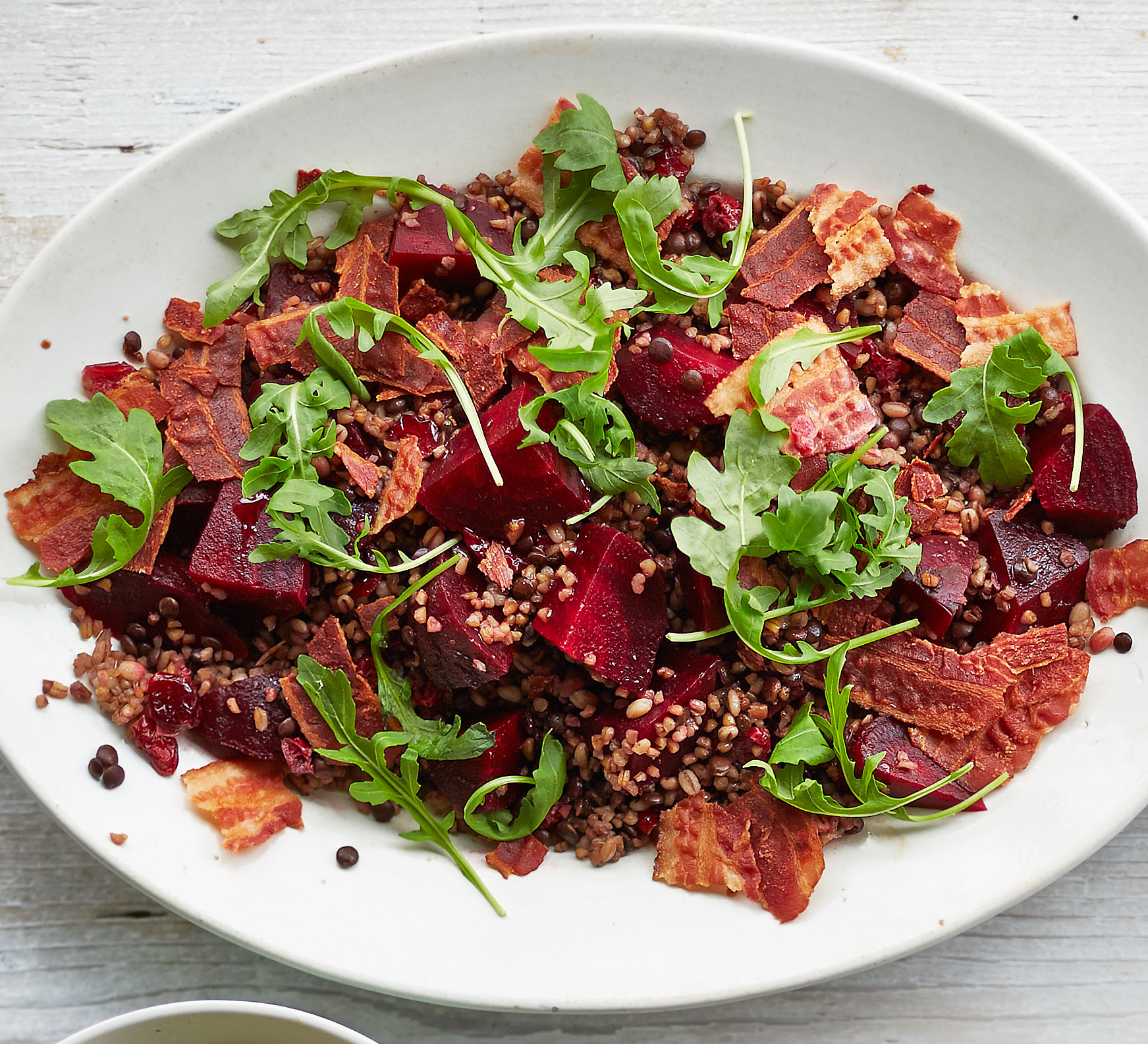 Beetroot, bacon, cranberry & grain salad