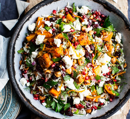 Black & white rice salad with cumin-roasted butternut squash
