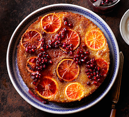 Blood orange, blossom & pomegranate cake