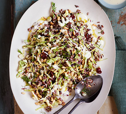 Cabbage & red rice salad with tahini dressing