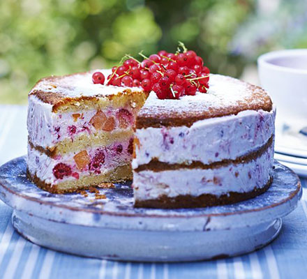 Peach & red berry ice cream cake