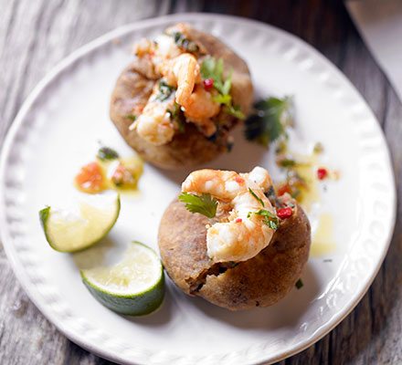 Acaraje black-eyed pea fritters with shrimp filling