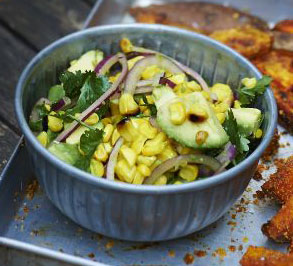 Charred sweetcorn salsa