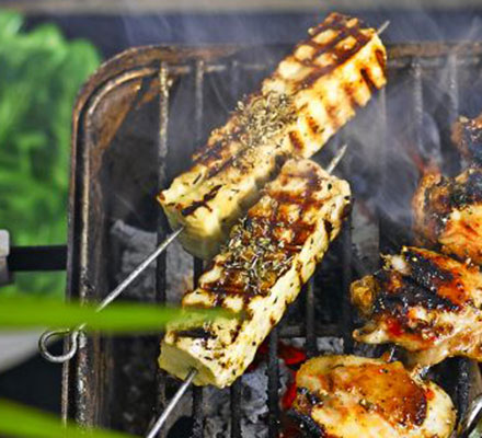 BBQ halloumi skewers