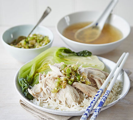 Chinese poached chicken & rice