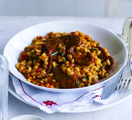 Chorizo & rosemary pearl barley risotto