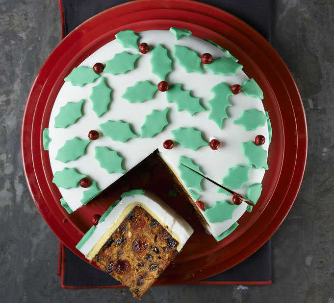 Classic iced holly cake