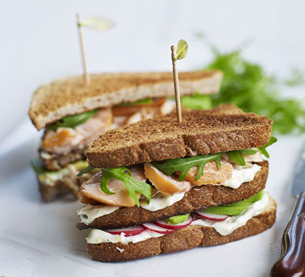 Salmon club sandwich