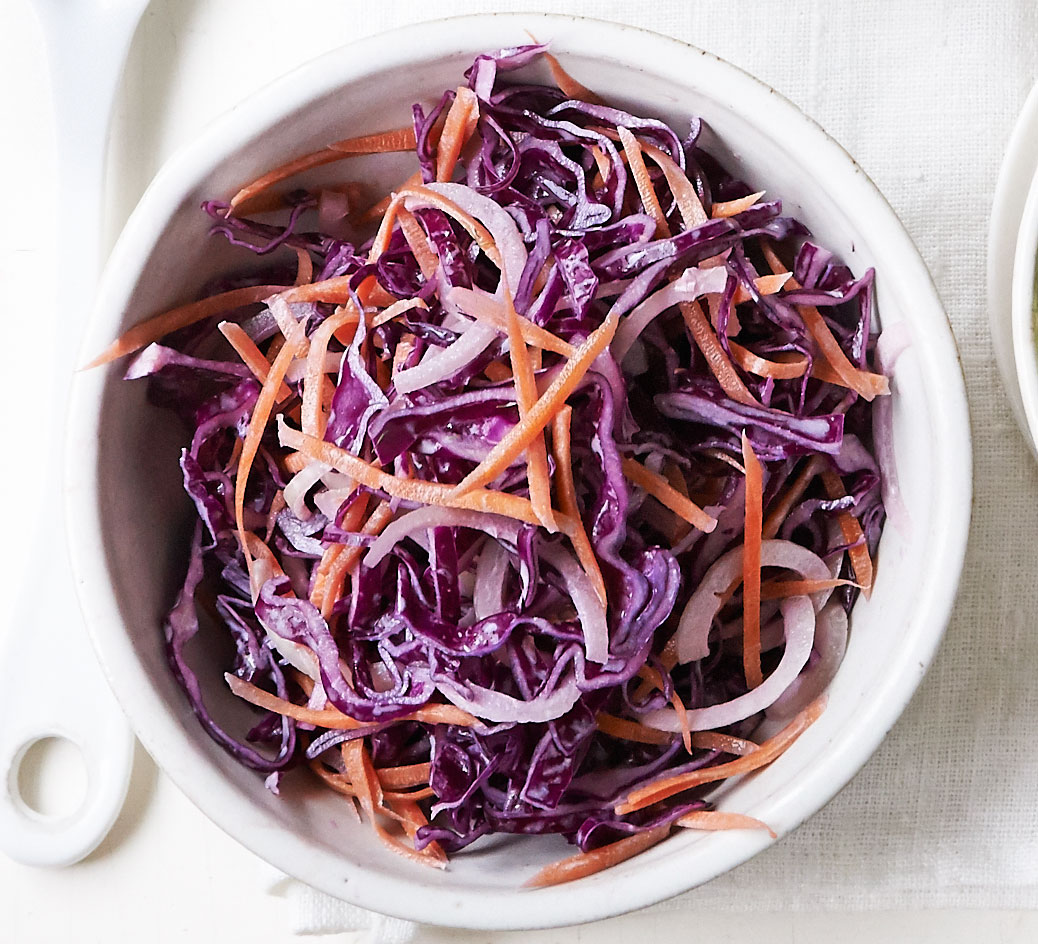 Coleslaw with tahini yogurt dressing