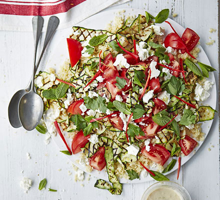 Courgette & couscous salad with tahini dressing