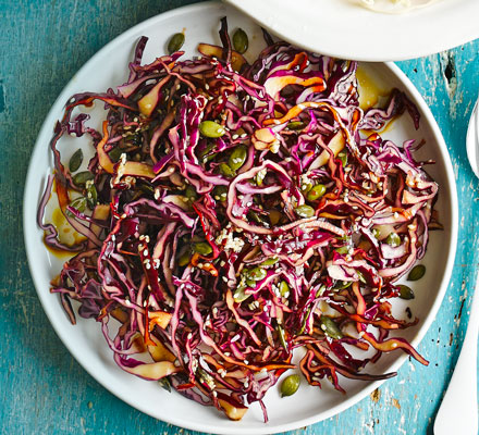 Crunchy red cabbage slaw