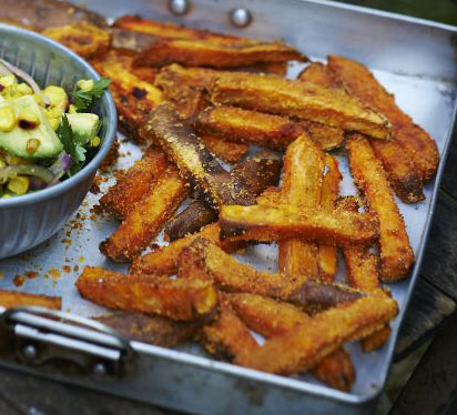 Crunchy smoked sweet potato chips