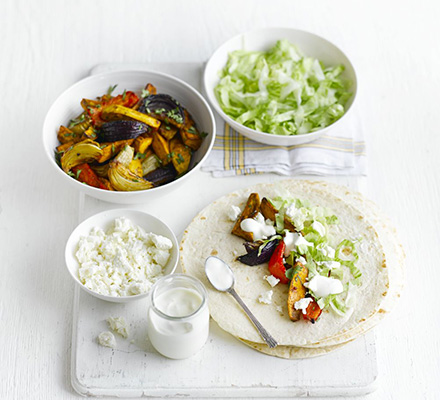 Oven-baked sweet potato fajitas