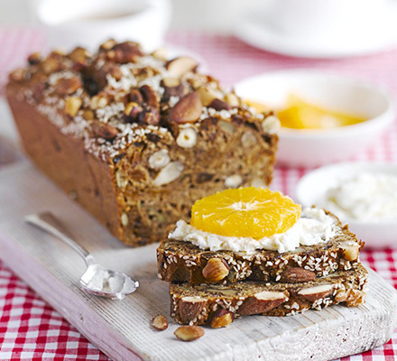 Fig, nut & seed bread with ricotta & fruit