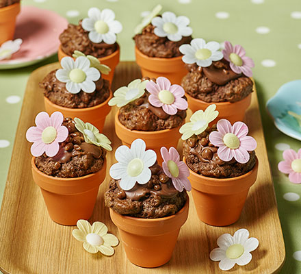 Flowerpot chocolate chip muffins