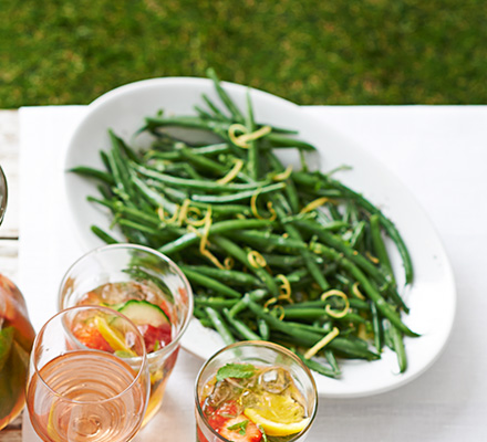 Green beans with mustard, lemon & mint