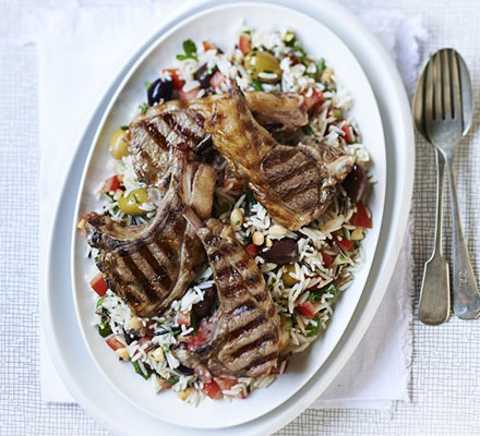 Griddled lamb with wild rice salad
