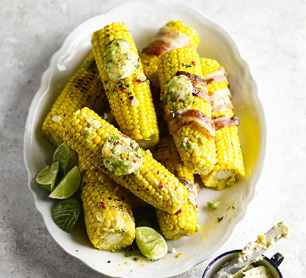 Grilled corn with jerk butter