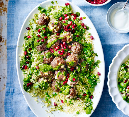 Lamb meatballs with watercress dressing