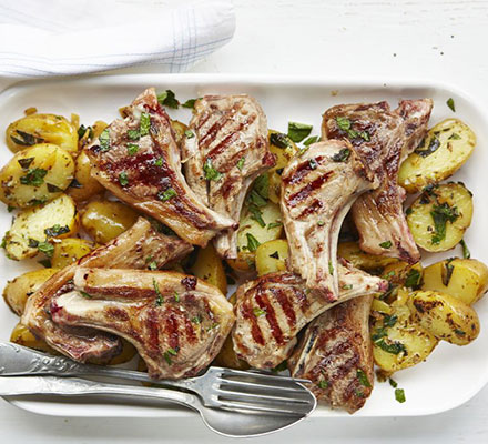 Griddled lamb with spiced new potatoes