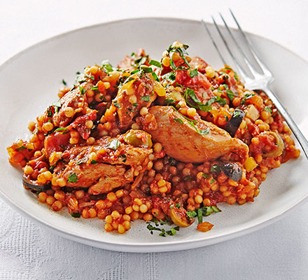 Lemony chicken stew with giant couscous