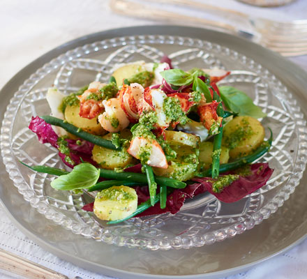 Lobster, green bean & radicchio salad