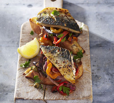 Grilled mackerel with escalivada & toasts