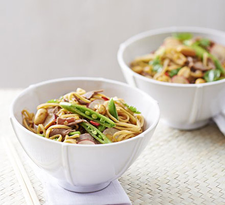 Beef noodle salad with stem ginger dressing