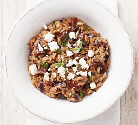 Beetroot orzotto