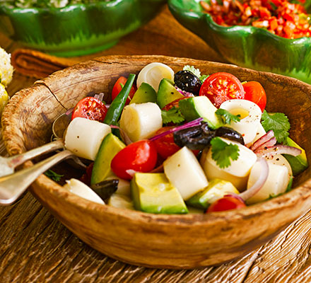 Hearts of palm salad with lime & honey dressing