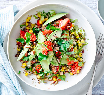 Peruvian toasted sweetcorn, avocado & quinoa salad