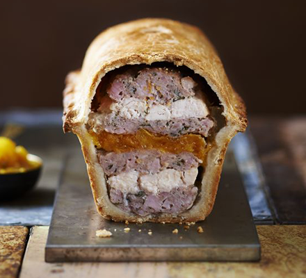 Chicken, apricot & pork pie