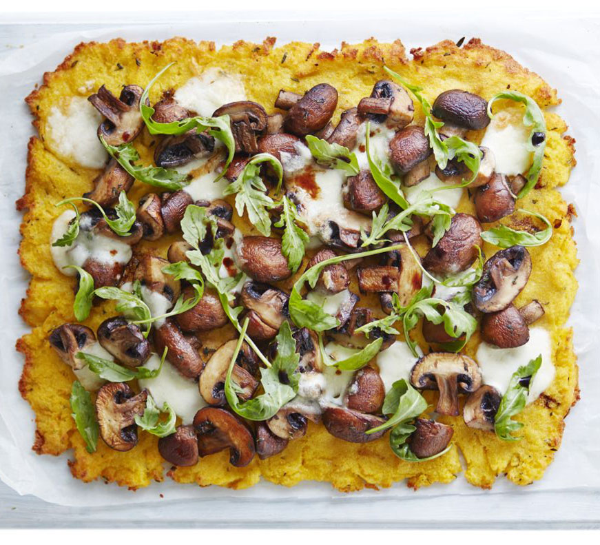 Polenta & mushroom tart