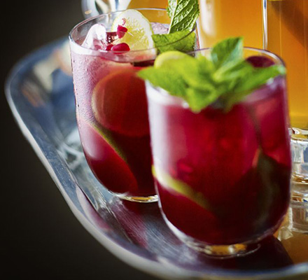 Pomegranate mojito mocktail