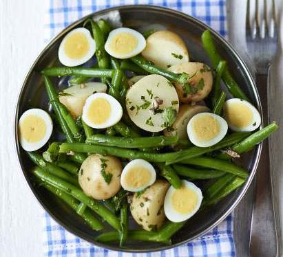 Potato salad with anchovy & quail’s eggs