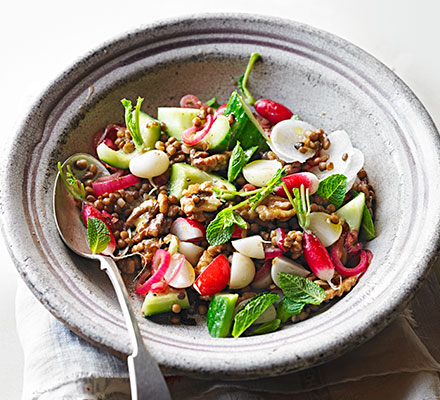 Radish, lentil & mint salad