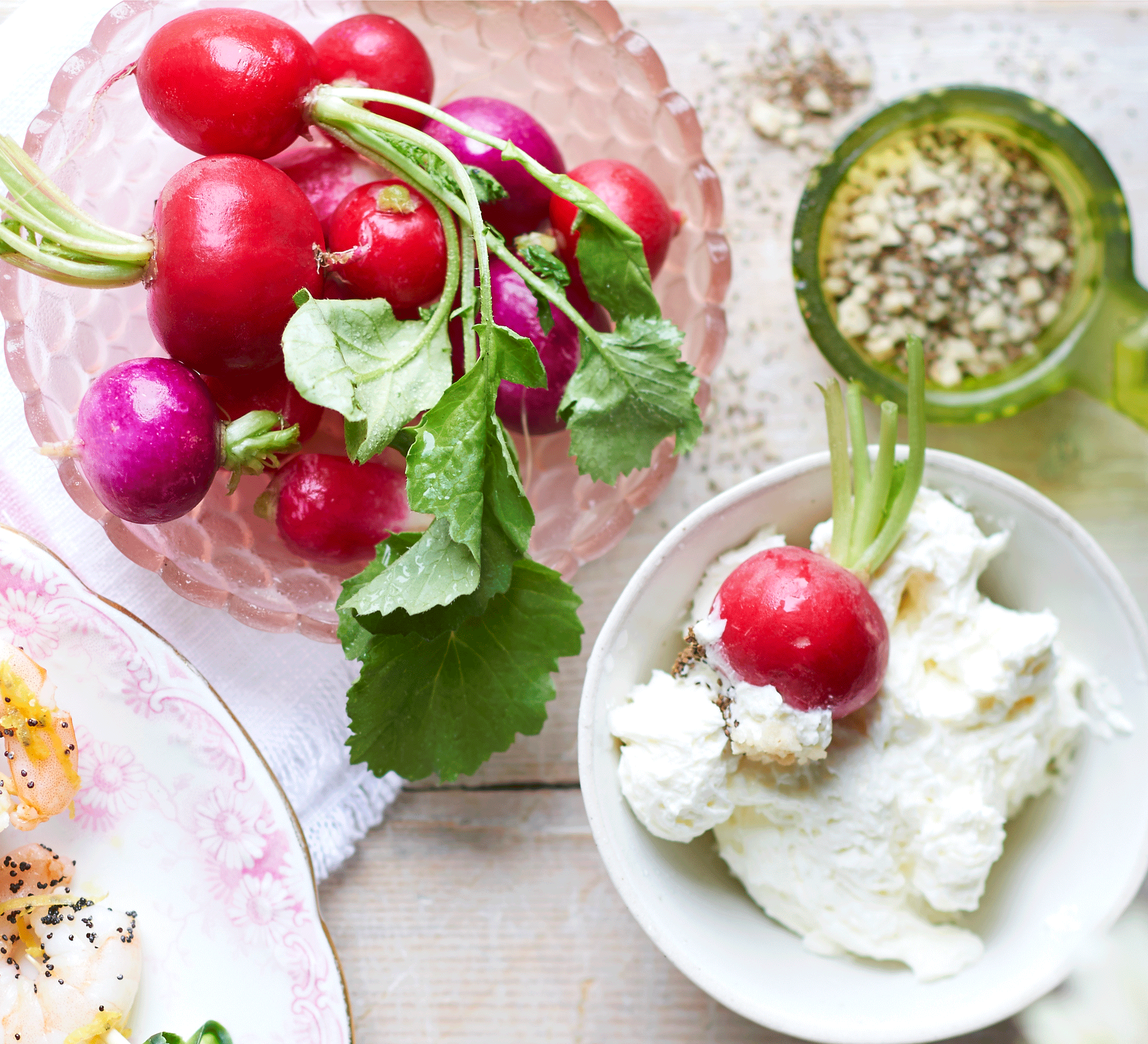 Radishes with whipped goat’s butter & celery salt