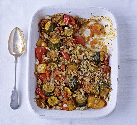 Baked ratatouille with lemon breadcrumbs