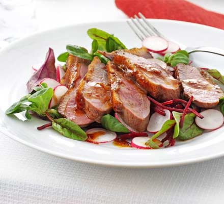 Smoky maple duck salad