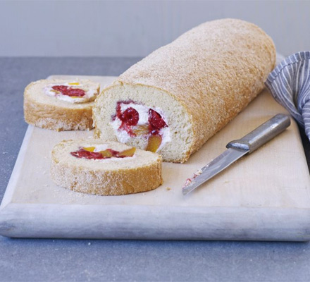 Peach Melba roulade