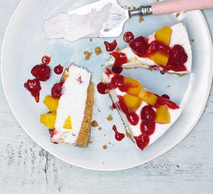 Peach Melba cheesecake