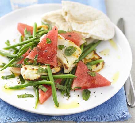 Halloumi, watermelon & mint salad