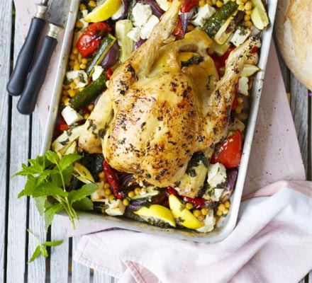 Roast chicken with peppers & feta