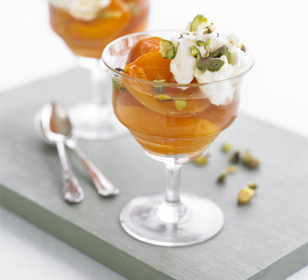 Poached apricots with rosewater