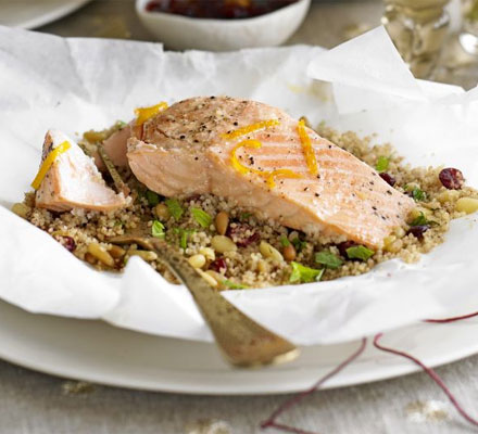 Salmon, cranberry & couscous parcels