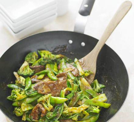 Sticky green stir-fry with beef